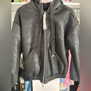 Urban outfitters faux leather hoodie